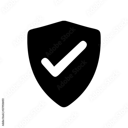 Security crest with a tick sign icon with transparent background