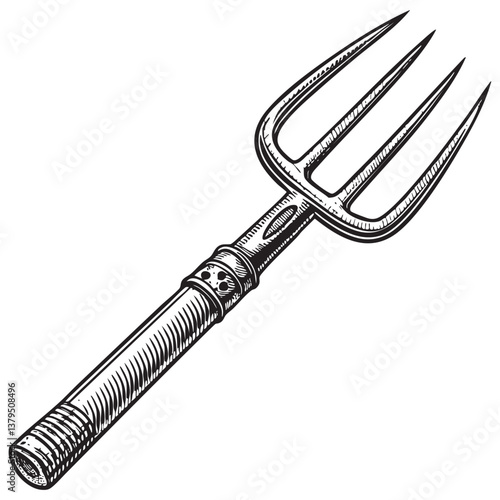 pitchfork vector engraving illustration