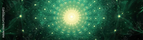 Vibrant Abstract Illustration of Radiant Green Energy and Light Patterns