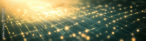 Abstract Digital Background with Glowing Golden Light and Waves