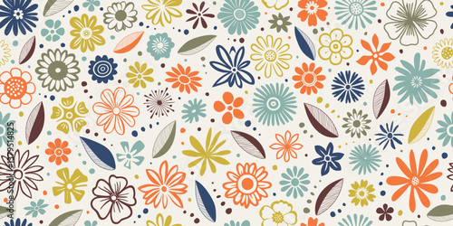 Wallpaper Mural Hand drawn plant elements, flowers and leaves, vector design Torontodigital.ca