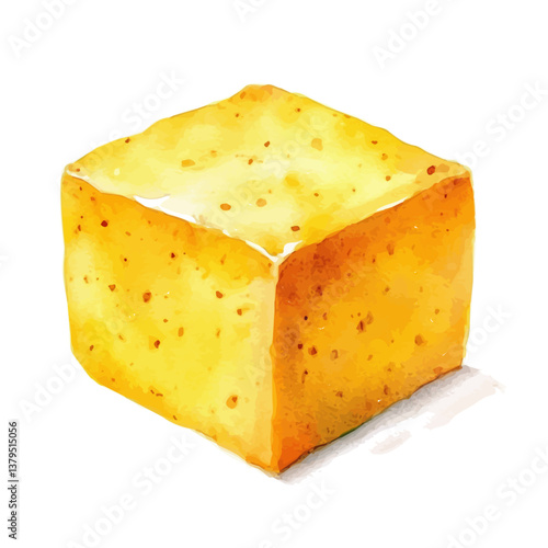 A watercolor vector illustration of Polenta, isolated on a white background.

