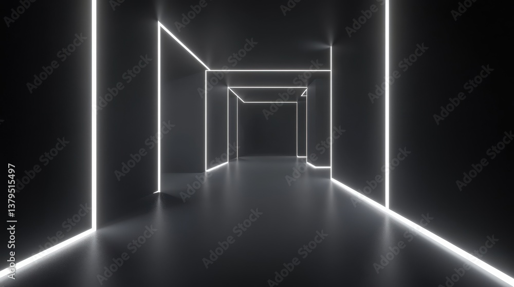 Obraz premium Abstract Futuristic Corridor with Neon Lighting