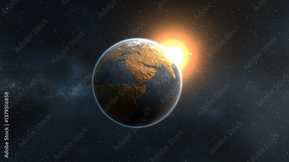 Obraz premium Exoplanet orbiting distant star cosmic environment high fidelity image astronomical scene space viewpoint science concept