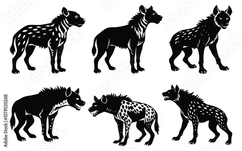 Hyena Silhouette Illustrations - Vector Graphics Set