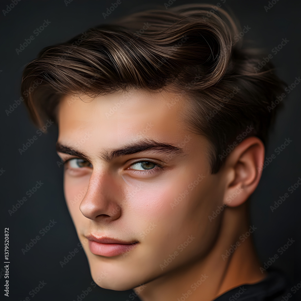 Fototapeta premium Captivating Gaze: A Close-up Portrait of a Young Man