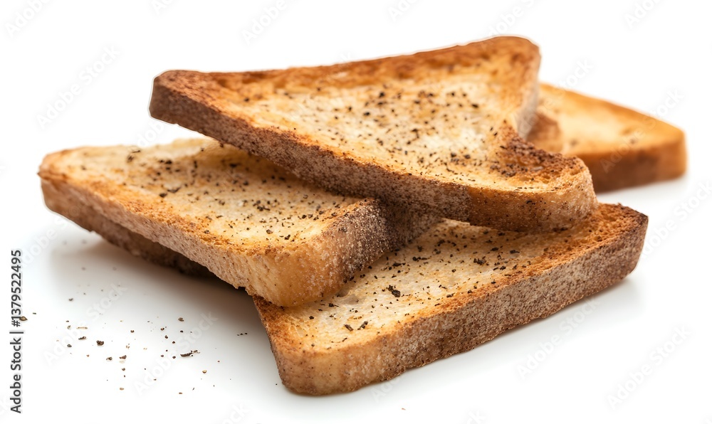 Toasted bread slices, seasoned with pepper, Generative AI Toasted bread slices, seasoned with pepper, Generative AI