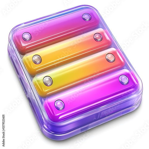 Colorful xylophone toy in transparent case