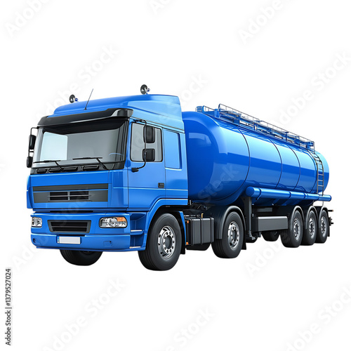 A Large Blue Tanker Truck Carrying Liquid Cargo Isolated on Transparent Background