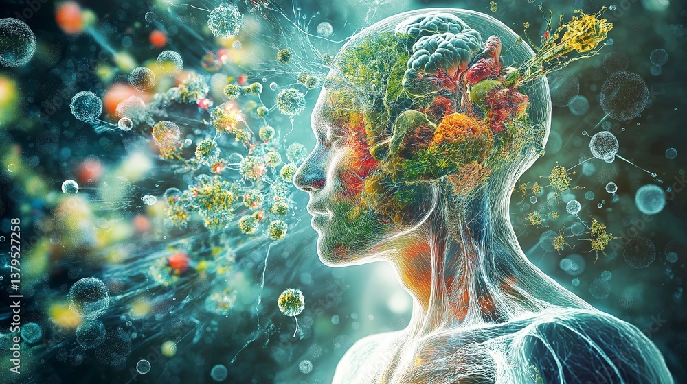 Digital human brain with neural network and digital art aesthetics