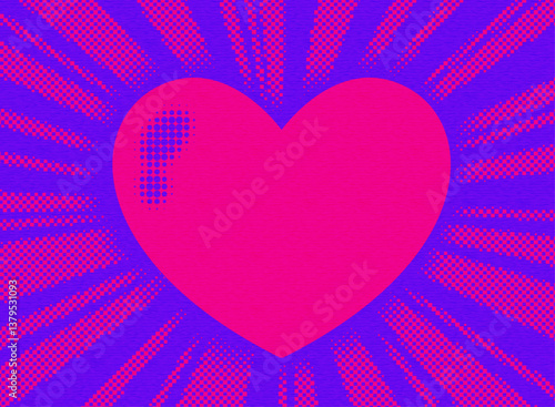集中線とハートのポップな背景