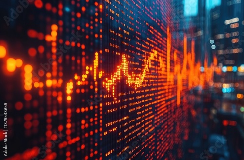 Wallpaper Mural Upward Stock Market Trend On Illuminated Digital Display At Night Torontodigital.ca