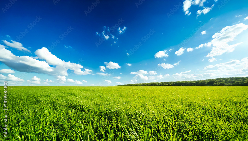 Naklejka premium 青空 草原 生成AI 背景 