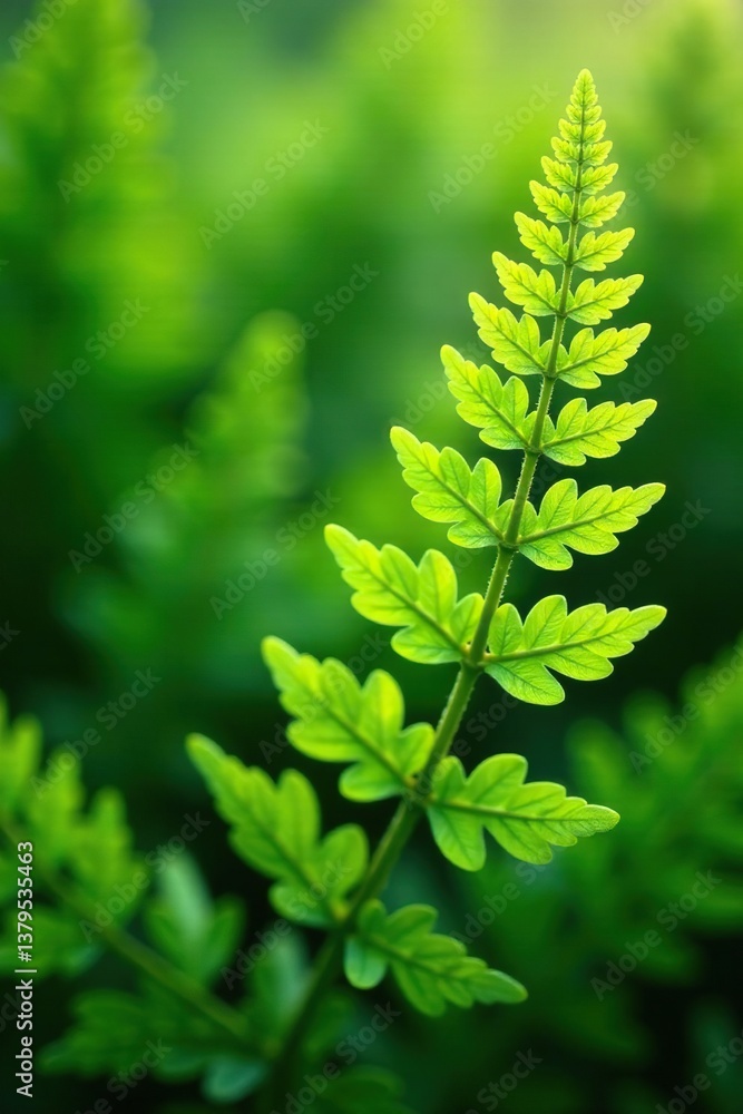 Delicate ferns unfurl green fronds in soft morning light, flowers, leaves, botany Delicate ferns unfurl green fronds in soft morning light, flowers, leaves, botany