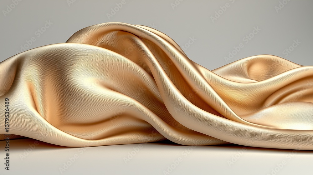 Fototapeta premium Abstract Gold Fabric Drape Soft Folds and Textured Surface