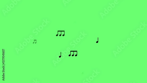 Green Screen and Loop Ready File - Rising Floating Musical Notes Animation