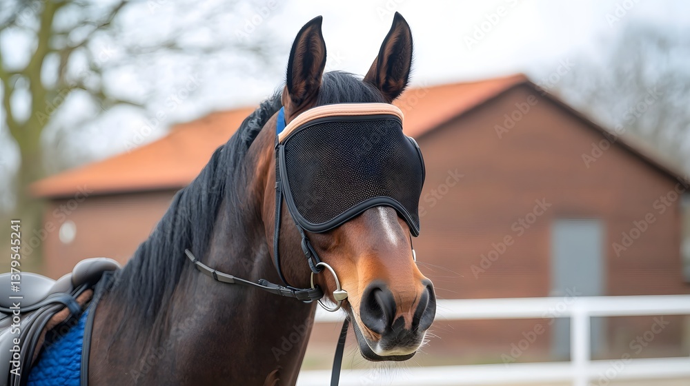 Obraz premium Close up view of a dark colored horse s head