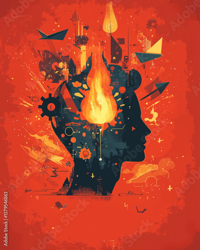 Spark Your Innovation Flame Illustration - Design creativity, creative thinking, positive message