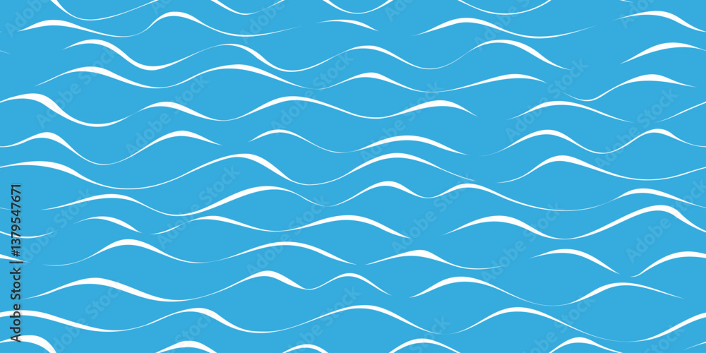 Fototapeta premium Seamless pattern, wavy lines, sea waves stylization, vector background