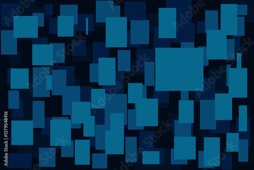 Abstract geometric background features a modern pixelated square pattern, ideal for digital design, web templates, and technology themed visuals. The deep blue color scheme enhances a futuristic.