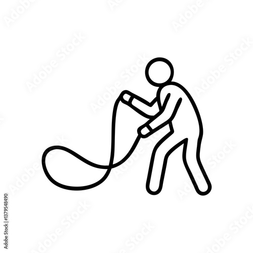Athlete training with battle ropes for strength