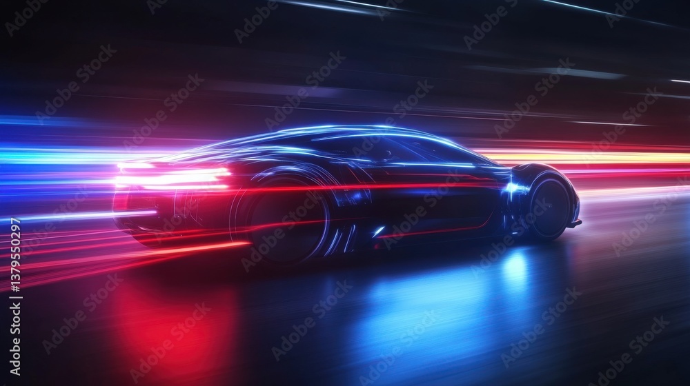 Futuristic Racing Car in Motion Futuristic Racing Car in Motion