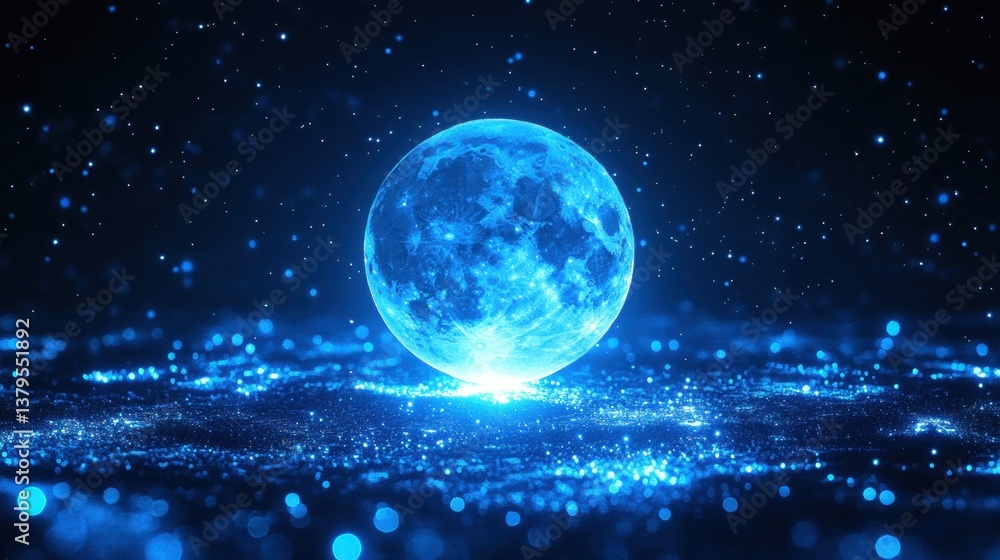 Full moon illuminating the night sky with soft glow and stars creating a magical and enchanting nighttime scene Full moon illuminating the night sky with soft glow and stars creating a magical and enchanting nighttime scene