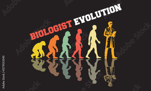 biologist Evolution T-shirt Design, biologist Evolution Design, evolution of man illustration
