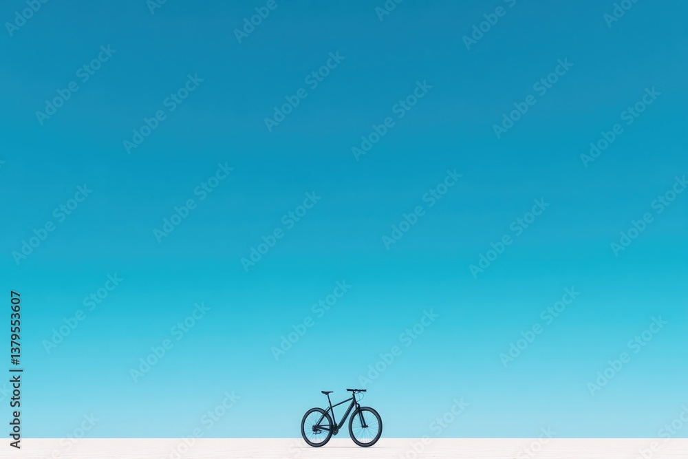 Fototapeta premium lone bicycle set against vast open landscape invites thoughts of freedom and exploration