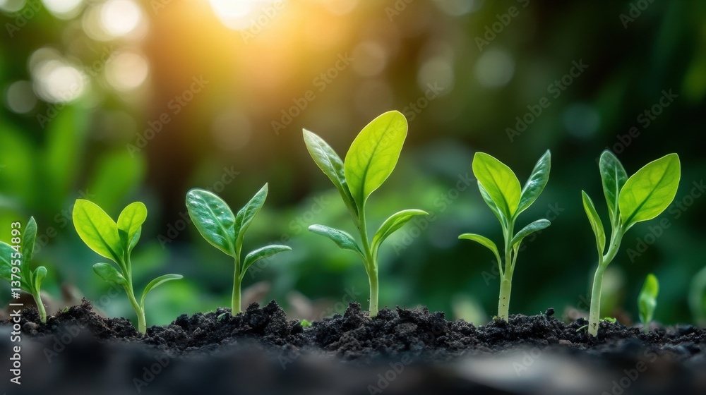 Young seedling plant emerging from rich soil highlighting the early stages of growth and new life in nature Young seedling plant emerging from rich soil highlighting the early stages of growth and new life in nature