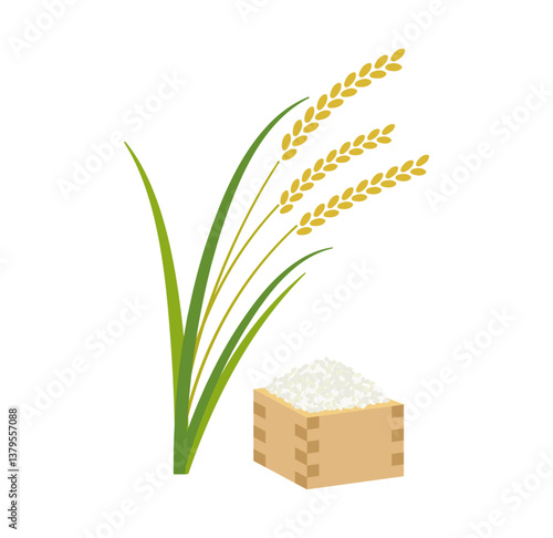 稲とお米のご飯イラスト米枡