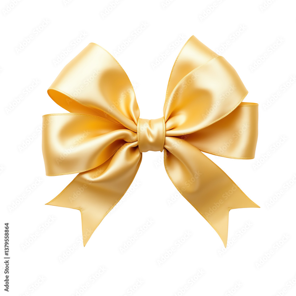 Golden satin bow, white isolate background Golden satin bow, white isolate background