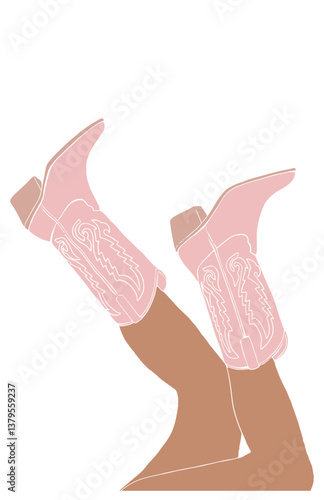 Cowgirl legs up, Pink Cowboy boots
