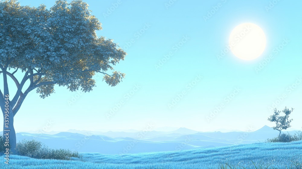 A Peaceful Winter Landscape with Sunlight A Peaceful Winter Landscape with Sunlight