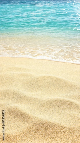 Soft Golden Sand Beach with Gentle Waves and Clear Blue Water