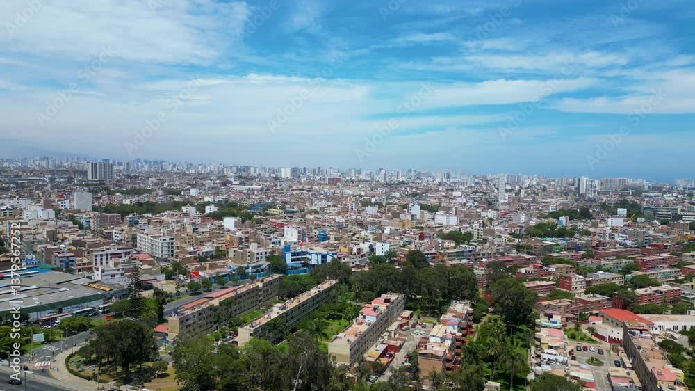 Urban aerial perspective of Lima city with natural sunlight. Urban aerial perspective of Lima city with natural sunlight.