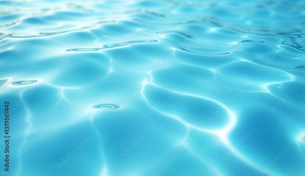 Fototapeta premium close-up of clear blue water surface, natural ripples spread on the water surface, sunlight reflects off it and gives it a beautiful shine
