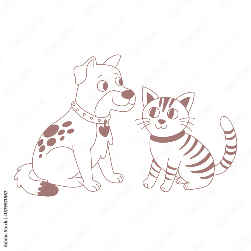 Friendship between a cat and a dog. Pets are friends. Friendship between a cat and a dog. Pets are friends.