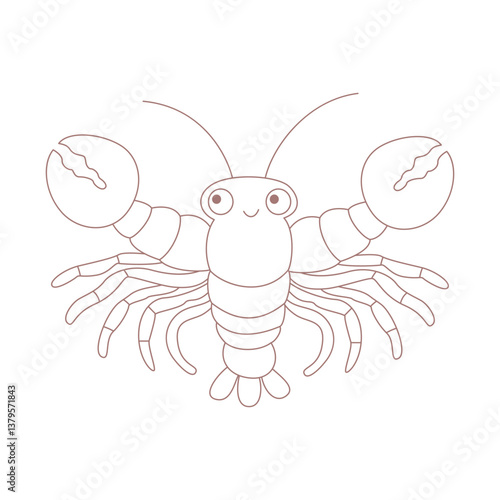 Linear lobster. Lobster isolated on white background.