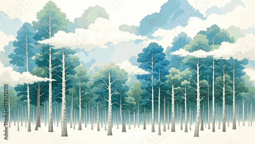 Whispering woods wash forest isolated watercolor vector illustration svg