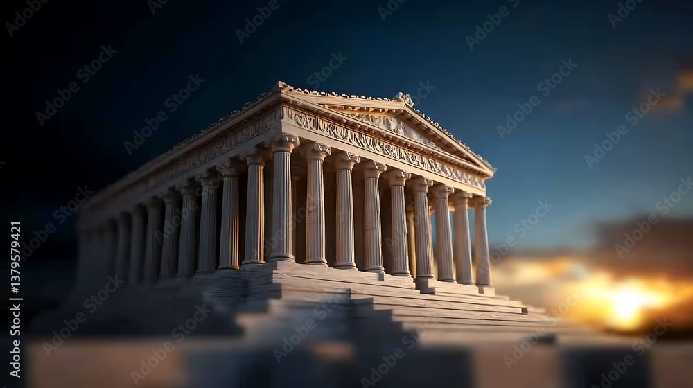 Fototapeta premium Majestic Sunset Temple Ancient Greek Architecture.