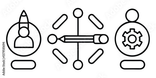 Collaboration Icons with Line Editing – Customizable & Scalable Vector Set