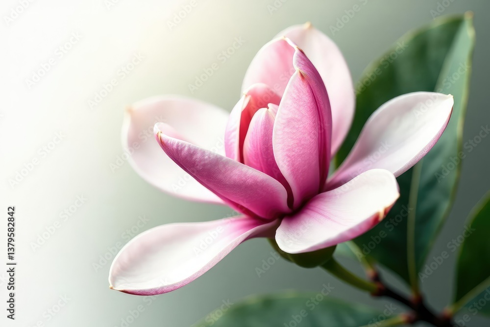 Obraz premium A single magnolia flower petal isolated on white, isolated, single
