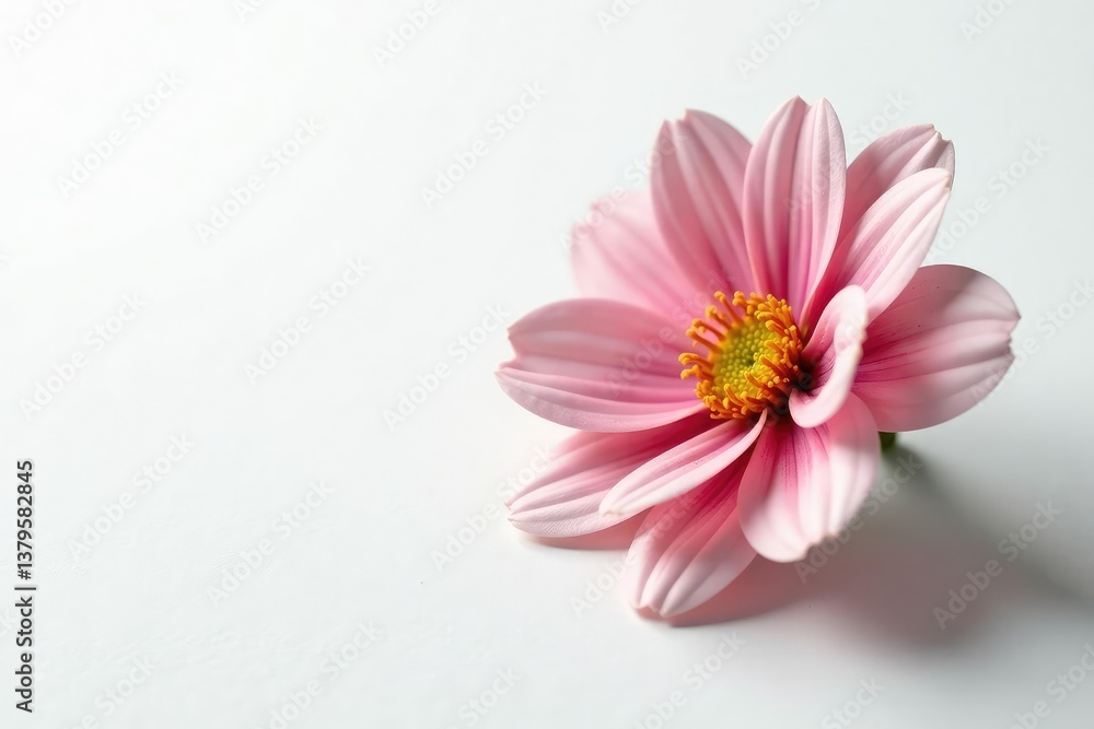 Fototapeta premium A single flower with intricate details on a pure white surface, floral, garden, delicate