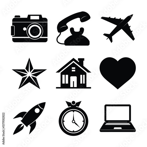 The bundle icon for the necessary camera, love, home, and mobile has been set.