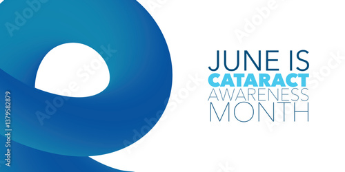 Cataract awareness month is observed every year in June, it is a dense, cloudy area that forms in the lens of the eye. Vector illustration.