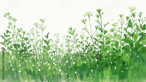 Luminous grassland wash meadow isolated watercolor vector illustration svg
