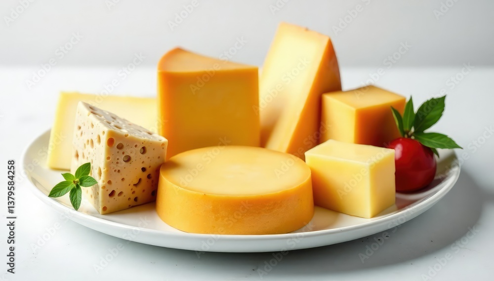 Elegant cheese platter, various cheeses, white backdrop , grazing, platter Elegant cheese platter, various cheeses, white backdrop , grazing, platter