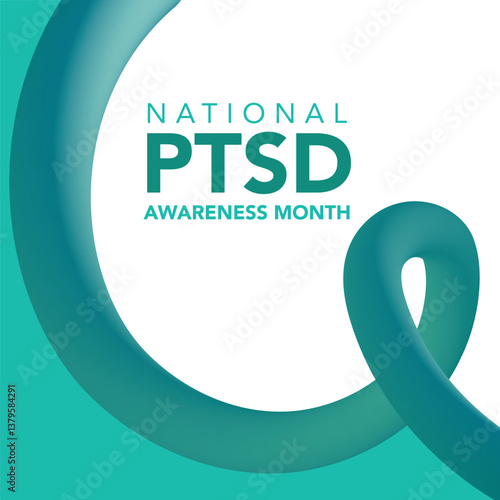 PTSD Awareness Month in June. Post Traumatic Stress Disorder. Celebrated annual in United States. Medical health care and awareness design. Poster, card, banner and background. Vector illustration