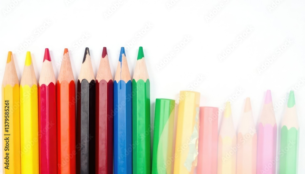 Group of colorful pencils isolated on white backdrop, background, website, pencils Group of colorful pencils isolated on white backdrop, background, website, pencils